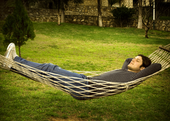 Man sleeping in hammock